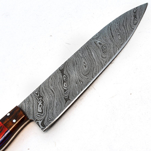 Gran oferta de 8 pulgadas, cuchillo de Chef de acero al carbono de Damasco hecho a mano, cocina de vino tinto Premium, mango de madera forjado a mano, lavavajillas - Product Image 4