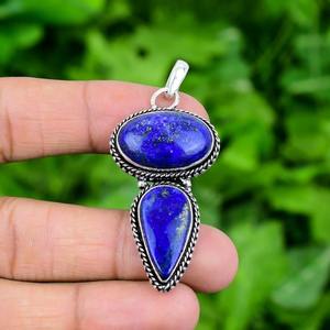 925 estampillé de haute qualité à la main pierres précieuses Spinner Lapis pendentif en argent Sterling massif parfait cadeau de mariage pendentifs fins breloques - Product Image 2