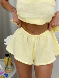 Women's <b>Sexy</b> European Style Sleeveless Cotton Vest and Shorts Pajama <b>Set</b> V-Neck Adult Sleepwear - Product Image 2