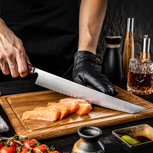 Vente en gros sur mesure OEM ODM Couteau de chef de cuisine japonais fait main en acier à haute teneur en carbone avec manche en résine rouge et cuivre - Product Image 3