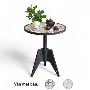Table basse ronde de style industriel B52 CFD68192, 60 cm, métal durable avec pieds en fer et carreaux en céramique pour le mobilier de salon - Product Image 1