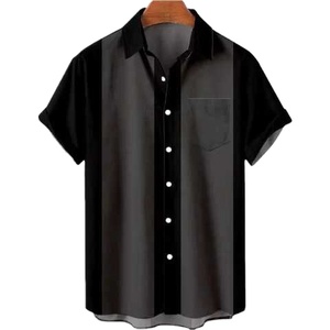 T-shirts pour hommes, mode, motif personnalisé, t-shirt entièrement rayé, 100% coton, col camp, t-shirt plage ananas - Product Image 1
