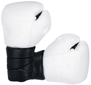 Guantes de boxeo de cuero PU de artes marciales de alta calidad Diseño de logotipo personalizado Entrenamiento de boxeo Cuero genuino OEM 10oz a 16oz - Product Image 1
