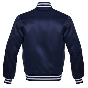 Vestes universitaires de baseball en satin pour hommes, formelles, enduites sur mesure, fournisseur de mode OEM de logo brodé sur le devant, de haute qualité et brillant d'usine - Product Image 2