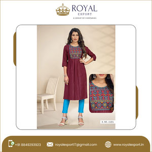 เรยอนลูเร็กซ์กับหนักเย็บปักถักร้อยทำงานให้อาหารชาติพันธุ์และในช่วงคลอดคอลเลกชัน Kurti สำหรับผู้หญิง - Product Image 4