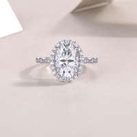 Bijoux fins coupe ovale grandes bagues Moissanite bagues de fiançailles de mariage muti-pierres pierres luxe gemme 925 bagues en argent Sterling