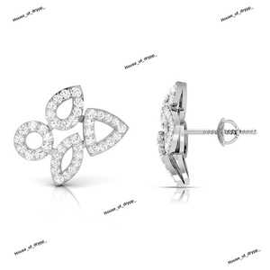 Pendientes Geométricos Plateados con Diseño de Pavé de Diamantes Moissanite, Pendientes Modernos de Lujo para Mujer - Product Image 2