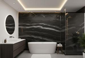 Dalles et carreaux de marbre noir de carbone naturel indien avec veines blanches, design moderne, pour sol de salle à manger, usage intérieur - Product Image 3