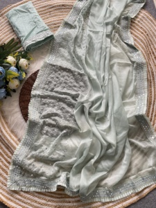 Dernier cri Attrayant Bonne Qualité Tissu Organza Avec Paillettes Broderie Travail Saree Femme Mode Exportateur à vendre - Product Image 2