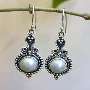 Navya Craft Handmade 925 <b>Silver</b> Freshwater Pearl <b>Dangle</b> <b>Earrings</b> for Women Boho Style Drop <b>Earrings</b> for Birthday & Anniversary - Product Image 5