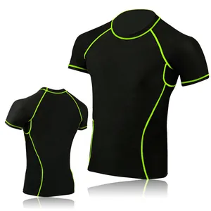 थोक कस्टम मेड नए डिज़ाइन रैश गार्ड OEM पुरुषों के लिए छोटी आस्तीन संपीड़न शर्ट सांस लेने योग्य कस्टम मेड रैश गार्ड