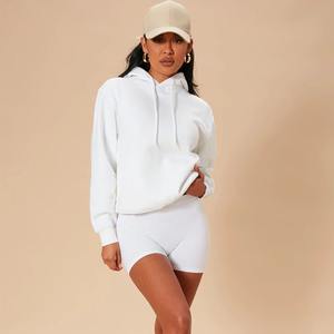 Sudadera con Capucha Personalizada 100% Algodón para Mujer, Invierno, Casual, Manga Larga, Talla Grande, Color Blanco con Logotipo Frontal - Product Image 5