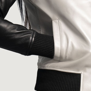 2025 veste en cuir à capuche pour femmes décontracté coupe ajustée Streetwear avec capuche tricotée amovible en cuir véritable - Product Image 5