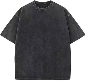 Vintage Stone Washed Plus Size Hip Hop Loose Fit Outerwear Custom Oversized <b>Drop</b> Shoulder Acid Wash T-Shirts For Men Breathable - Product Image 5
