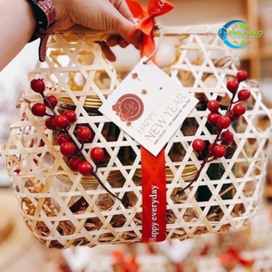 CESTA DE REGALO DE BAMBÚ Ideal para bodas, festivales, decoración del hogar, cesta de flores, cesta para embalaje de regalo, personalización - Product Image 5