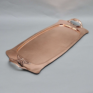 Plateau de service en cuivre brillant Design martelé Poignée de conception en laiton Servir des aliments Barware Vaisselle Plateau en cuivre - Product Image 3