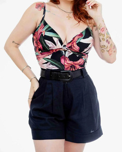 Artı boyutu çiçek baskı Shapewear tek parça mayo-kadın karın kontrol mayo ile ön düğüm ve derin V boyun - Product Image 3