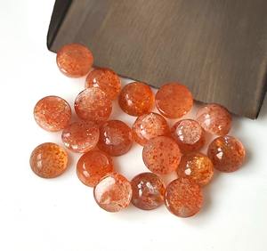 Cabochon de pierre de soleil orange naturelle de qualité supérieure 4mm-8mm pierres précieuses en vrac à dos plat pour la fabrication de bijoux - Product Image 6