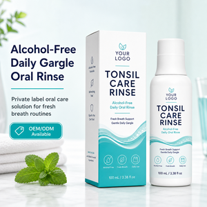 Enjuague Bucal Diario Sin Alcohol de Marca Privada, 100 ml, Líquido Claro con Sabor a Hierbabuena Suave para el Cuidado del <span class=keywords><strong>Aliento</strong></span> Fresco - Product Image 1