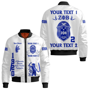 Chaqueta de Satén Azul y Blanca de la Hermandad Griega Zeta Phi Beta para Mujer, Bordado del Escudo de la Hermandad ZPB de 1920, Ropa Universitaria Premium - Product Image 3