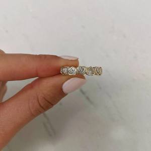 10k or laboratoire cultivé diamant alliance bague de fiançailles en or blanc avec coeur diamant lunette éternité bande laboratoire diamant bijoux - Product Image 3