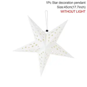 Lentera kertas Bintang gantung 8 runcing, dekorasi kertas liontin kap lampu LED dengan tali cahaya Natal