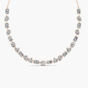 925 Sterling <b>Silver</b> Multi Shape Diamond <b>Necklace</b> from India | Artistic Blend of <b>Heart</b> & Pear Cuts - Product Image 6