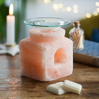 Brûleur de cire de sel de l'Himalaya et diffuseur d'huiles aromatiques avec lampe |   Lumière d'aromathérapie et de guérison de forme carrée pour le spa et le bien-être