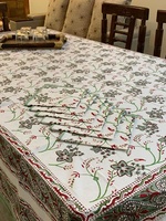 Bloc à main imprimé beau Design Floral nappe de Table nappe de Table avec 8 serviettes ensemble au prix de gros