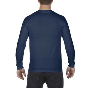 Vente de gros T-shirt noir à manches longues en coton de coupe régulière - Product Image 5