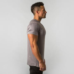 94% coton 6% élasthanne hommes ajusté Gym t-shirt 3D Silicone caoutchouc impression à manches courtes Performance chemise vêtements de sport - Product Image 6