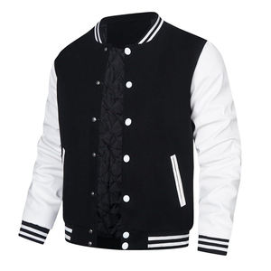 Veste collégiale classique avec col côtelé rayé et poignets Manteau Letterman en laine et cuir de qualité supérieure pour hommes et femmes - Product Image 4