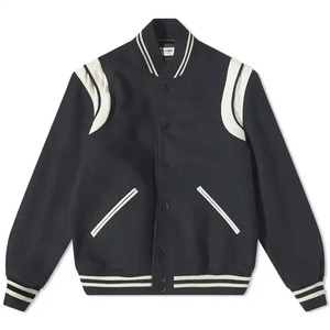 Chaqueta universitaria de cuello mandarín impermeable lisa de alta calidad para hombre con mangas regulares bordado decoración personalizable - Product Image 2