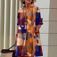 Nouvelle Collection Automne 2025, Robe Midi à Col Chemise à Manches Longues Imprimée à Pois, Tendance et Élégante