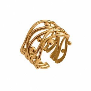 티타늄 스틸 오픈 링 조절 가능 304 스테인리스 오각별 도금 여성 남성 미니멀리스트 변색 방지 - Product Image 3