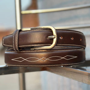 Cinturón de Cuero Vacuno Genuino con Acabado Marrón y Hebilla de Hierro, Personalizable, 3.5cm de Ancho, para Uso Formal e Informal - Product Image 1