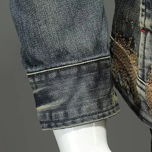 เสื้อแจ็คเก็ตยีนส์ทรงสลิมฟิตสไตล์วินเทจย้อนยุคสำหรับผู้ชาย |   เสื้อโค้ทยีนส์คอปกติดกระดุมแบบมอเตอร์ไซค์ |   เสื้อผ้าสตรีทแวร์แบบลำลองสไตล์อเมริกัน ความยาวปกติ - Product Image 6