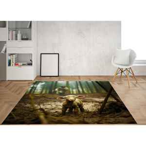 Alfombra con diseño de cordero en el bosque: Decoración rústica de animales del bosque, alfombra delgada no tejida - Product Image 2