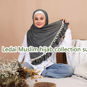 新しいファッションストレッチジャージーヒジャーブフリルエッジとさまざまなレースエッジのすべての種類を追加することができますジャージーヒジャーブスカーフ - Product Image 4