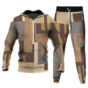 Conjunto Deportivo de Alta Calidad con Impresión Personalizada de Logotipo de Marca, Sudadera con Capucha y Pantalones, Dos Piezas, Trajes Deportivos para Hombre - Product Image 1