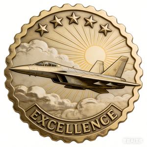 Pièce de défi personnalisée moderne en alliage de zinc, plaquée or brillant, émail souple, découpe et impression, commémorative Air Wing, objet de collection - Product Image 2