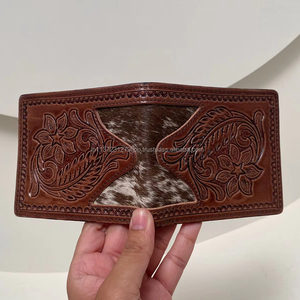 2024 Best Seller hecho a mano vaquero cuero genuino Floral mano Tooled Western Men Wallet con tallado a mano última Cartera de lujo para hombres - Product Image 3