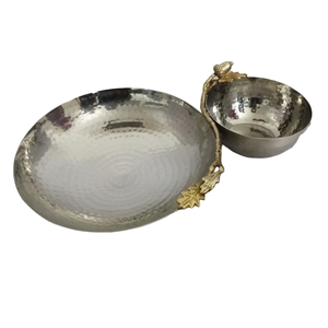 Assiette de chargeur argentée assiette ronde en acier inoxydable métal vaisselle durable sans danger pour la vaisselle de chargeur assiette sûre - Product Image 4