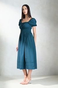 Vacaciones de verano 100% rayón señoras Maxi Vestido Mujer Casual manga corta cuello cuadrado playa Midi vestido para mujer - Product Image 2