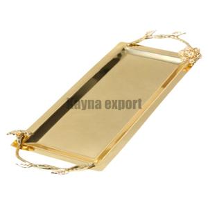 Best Selling Modern Style Stainless Steel PVD <b>Gold</b> Finished <b>Serving</b> <b>Tray</b> Hotel Restaurant Decorative Metal <b>Tray</b> - Product Image 5