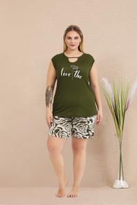 Conjunto de Pijama para Mujer Talla Grande, Camiseta de Manga Corta y Pantalones Cortos, Ropa de Dormir Cómoda de Talla Grande, Ropa para el Hogar - Product Image 5