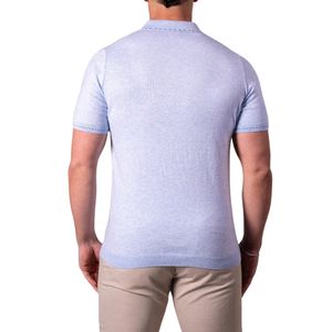 เสื้อเชิ้ตผู้ชายแบบลำลอง แขนสั้น คอปก ลายเรียบ ปักโลโก้ได้ ผลิตจากผ้าถักผสมคอตตอนและสแปนเด็กซ์ ระบายอากาศได้ดี สวมใส่สบาย - Product Image 1