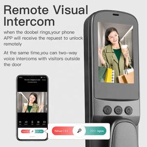 Tuya Wifi <span class=keywords><strong>interphone</strong></span> vidéo numérique électrique biométrique empreinte digitale 3D reconnaissance de visage serrure de caméra de porte intelligente pour porte porte en bois - Product Image 3