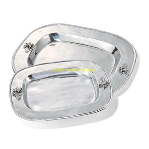 Juego de bandejas de aluminio para servir café con asas de lazo, platos decorativos de comida para aperitivos y pasteles, platos de Decoración de cocina para el hogar - Product Image 2