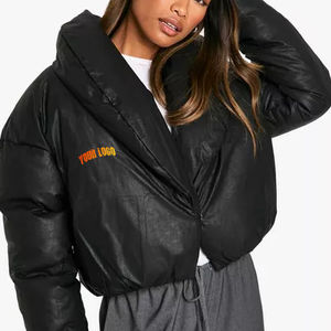 Señoras con capucha chaqueta puffer acabado brillante cálido acolchado moda calle al por mayor OEM logotipo personalizado - Product Image 5